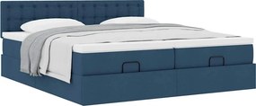 vidaXL Οθωμανικό κρεβάτι με στρώματα μπλε 200x200cm ύφασμα
