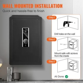 VEVOR Safe, 2.2 Cubic Feet Home Safe, Steel Security Safe with Fingerprint, Digital Keypad and 2 Keys, Cabinet Safe with Large Fire-proof Bag, Protect Cash, Gold, Jewelry, Documents, 15.8x13x23.6 inch