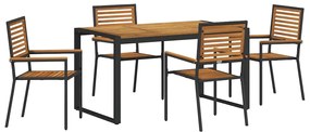 vidaXL Σέτ φαγητού για κήπο 5 pcs Μαύρο και Καφέ συνθετικό ρατάν
