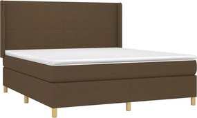 vidaXL Κρεβάτι Boxspring με Στρώμα Σκούρο Καφέ 160x200 εκ Υφασμάτινο