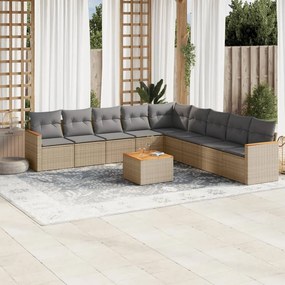 vidaXL Patio Sofa Set 9-θέσια Beige and Grey