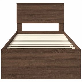 vidaXL Σκελετός Κρεβατιού Καφέ δρυς 75 x 190 cm Επεξεργασμένο ξύλο