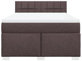 Κρεβάτι Boxspring με Στρώμα Σκούρο Καφέ 140x200 εκ Υφασμάτινο - Καφέ