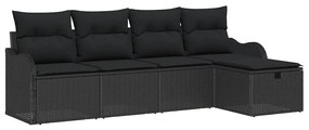 vidaXL Σετ Καναπέ Κήπου 5 pcs Μαύρο 231 x 117 x 85 εκ Πολυ ράταν