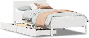 vidaXL Σκελετός Κρεβατιού Χωρίς Στρώμα Λευκό 100x200 εκ. Μασίφ Πεύκο