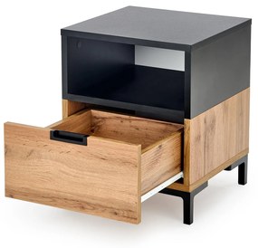 SILVIA bedside table, wotan oak - black DIOMMI V-PL-SILVIA-SZAFKA_N-WOTAN/CZARNY