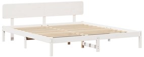 vidaXL Σκελετός Κρεβατιού με Κεφαλάρι Λευκό 180x200 εκ Μασίφ Ξύλο Πεύκου