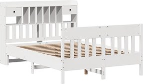 vidaXL Σκελετός Κρεβ. Χωρίς Στρώμα Λευκό 140x200 εκ Μασίφ Πεύκο