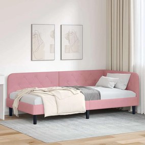 vidaXL Κρεβάτι Γωνίας Ροζ 100 x 200 cm Βελούδο