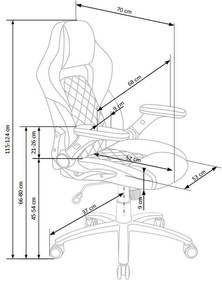 Καρέκλα γραφείου Houston 481, Γκρι, Μαύρο, 115x68x70cm, 18 kg, Με ρόδες, Με μπράτσα, Μηχανισμός καρέκλας: Κλίση | Epipla1.gr