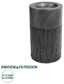 20761 GloboStar® Artificial Garden PISA 20761 Επιδαπέδιο Πολυεστερικό Τσιμεντένιο Κασπώ Γλάστρα - Flower Pot Γκρι Ανθρακί Φ36 x Υ60cm