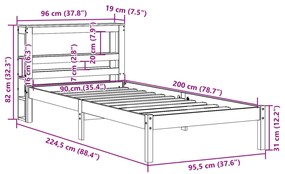 ΣΚΕΛΕΤΟΣ ΚΡΕΒΑΤΙΟΥ ΧΩΡΙΣ ΣΤΡΩΜΑ 90X200 ΕΚ ΜΑΣΙΦ ΞΥΛΟ ΠΕΥΚΟΥ 3305716