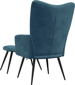 vidaXL Πολυθρόνα Relax Μπλε Βελούδινη με Σκαμπό