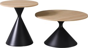 Τραπέζι σαλονιού Hemena pakoworld σετ 2τεμ σε μαύρη-φυσική απόχρωση