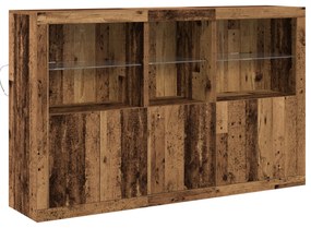 vidaXL Μπουφές με LED Φώτα Φθαρμένο Ξύλο 162x37x100 εκ. Υποβλητικό Σχέδιο