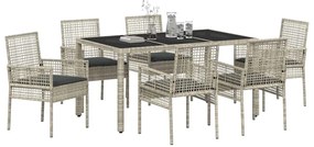vidaXL Σέτ φαγητού για κήπο 7 pcs Ανοιχτό γκρι Πολυ ράταν