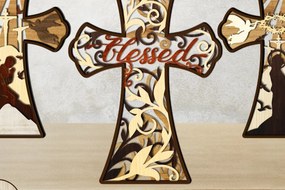 Σετ των 2 Intra απο ξύλο plywood 3mm-4mm πάχος - CROSS 3D Bundle Religious Layered  Δίασταση 9x12 cm INTRAFABR-30916008