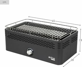 Φορητή Ψησταριά Κάρβουνου Χωρίς Καπνό Aktive 45 x 19 x 28 cm