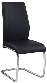 WOODWELL ΕΜ913,1TULIP Καρέκλα Τραπεζαρίας Κουζίνας Μέταλλο Χρώμιο, PU Μαύρο 43x57x96cm ΕΜ913,1