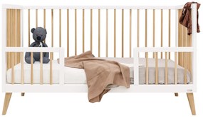 Βρεφικό Κρεβάτι Jort 70x140cm από μασίφ Οξιά White + Natural  ToiToiKids