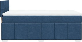 vidaXL Κρεβάτι Boxspring με Στρώμα Μπλε 90x200 εκ.Υφασμάτινο
