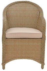 Πολυθρόνα κήπου Hadrian pakoworld rattan καφέ- textilene μπεζ 70x57x85εκ