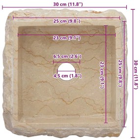 Νιπτήρας Κρεμ 30 x 30 x 13 εκ. Μαρμάρινος - Κρεμ