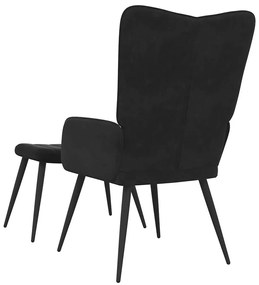 vidaXL Πολυθρόνα Relax Μαύρη Βελούδινη με Σκαμπό