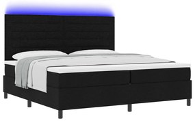 vidaXL Κρεβάτι  με ελατήρια, στρώμα και LED σε μαύρο χρώμα, 200 x 200 εκ.
