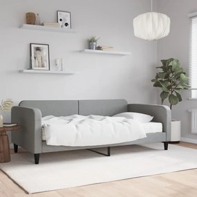 Καναπές Κρεβάτι με Στρώμα Ανοιχτό Γκρι 100 x 200 εκ. Υφασμάτινο