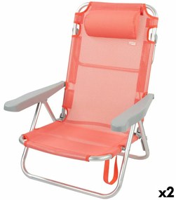 Αναδιπλούμενη Καρέκλα με Προσκέφαλο Aktive Flamingo Κοράλι 48 x 84 x 46 cm (x2)
