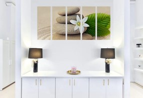 Εικόνα 5 μερών λουλούδι και πέτρες στην άμμο - 100x50