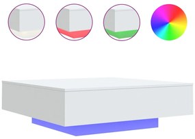 vidaXL Τραπεζάκι Σαλονιού με Φώτα LED Λευκό 100x100x31 εκ.