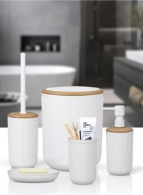 Stewehome Σετ μπάνιου 5 τεμαχίων στρογγυλό με ραβδώσεις σε σπασμένο λευκό