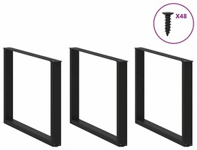 vidaXL Πόδια Τραπεζαρίας σε Σχήμα U 3 τεμ. Μαύρο 100x(72-73) εκ. Ατσάλι