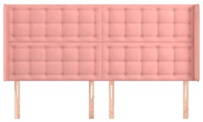 Κεφαλάρι με Πτερύγια Ροζ 163x16x118/128 εκ. Βελούδινο - Ροζ