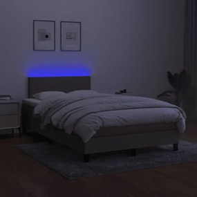 vidaXL Κρεβάτι Boxspring με Στρώμα &amp; LED Taupe 120x190 εκ. Υφασμάτινο