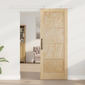 vidaXL Συρόμενη Πόρτα με Σετ Υλικών 78x202 εκ Μασίφ Ξύλο Πεύκου