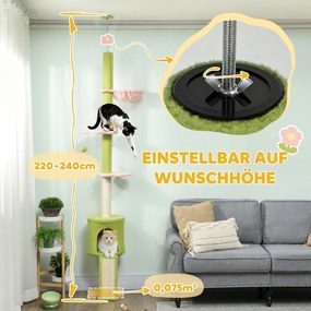 Cat Tree Cave αιώρα ρυθμιζόμενο ύψος ξύσιμο με υφασμάτινο κάλυμμα πράσινο