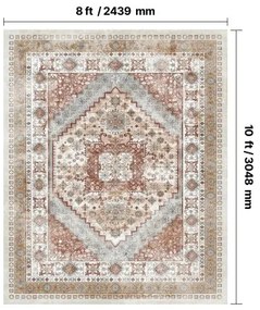 VEVOR Large Area Rug 8 x 10 ft Anti-Skid Indoor Floor Mat Vintage Brown Red