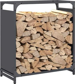 vidaXL Ράφι Καυσόξυλων Ανθρακί 60x28x65 εκ. Χάλυβας ψυχρής έλασης