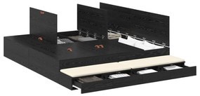 vidaXL Κρεβάτι αποθήκευσης  Μαύρη Δρυς 180x200 εκ