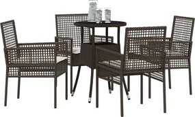 vidaXL Σέτ φαγητού για κήπο 5 pcs Καφέ συνθετικό ρατάν