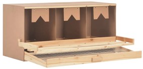 vidaXL Φωλιά για Κότες με 3 Θέσεις 96x40x45 εκ. από Μασίφ Ξύλο Πεύκου