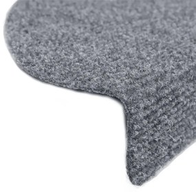 vidaXL Πατάκια Σκαλιών Αυτοκόλλητα 15 τεμ. Ανοιχτό Γκρι Ημίστρογγυλά Μεγάλα 65x21x4 εκ.