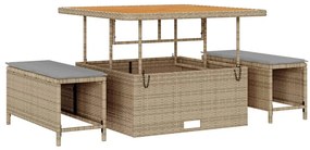 vidaXL Σετ Καναπέ Κήπου με μαξιλάρι 9 pcs Μπεζ Πολυ ράταν