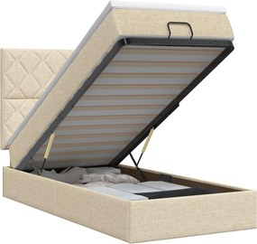 vidaXL Κρεβάτι Ottoman με στρώμα με κεφαλάρι Κρεμ 90 x 190 cm Ύφασμα