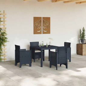 vidaXL Σέτ φαγητού για κήπο 5 pcs Ανθρακί Rattan Polt