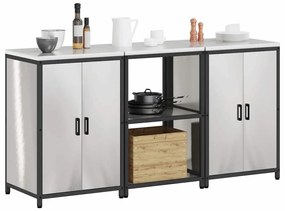 vidaXL Σετ Αποθήκευσης Κουζίνας με ράφι 3 pcs Ασημί 180 x 50 x 92 εκ.
