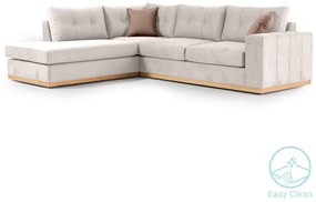 Γωνιακός καναπές δεξιά γωνία Boston pakoworld ύφασμα cream-mocha 280x225x90εκ - 168-000020